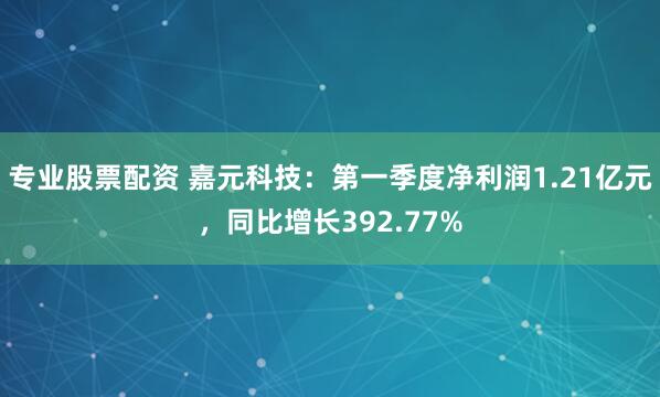 专业股票配资 嘉元科技：第一季度净利润1.21亿元，同比增长392.77%